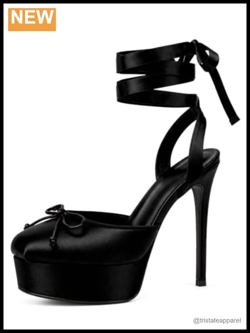 Satin Platform Stiletto Heels Lace Up Bow Sandals Ankle Wrap